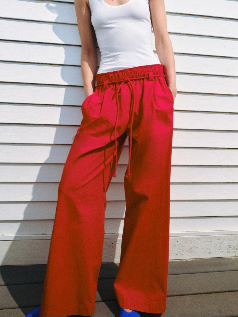 ZW COLLECTION POPLIN PANTS IN RED